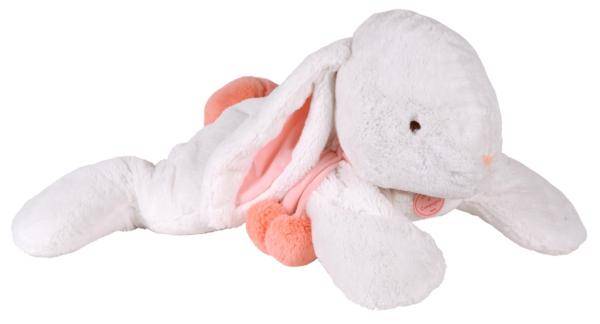 Doudou et Compagnie Peluche Lapin Pompon Corail - 65 cm